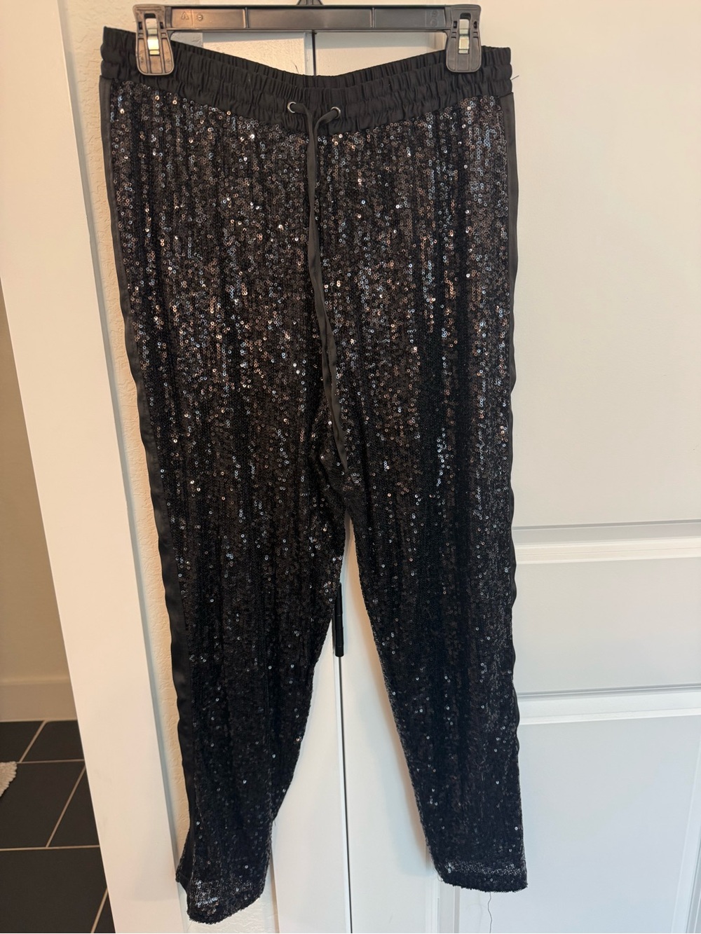 Rachel Zoe Black Sequin Elastic Waist Pants